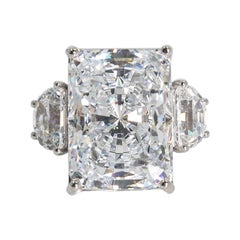 Magnificent Faux White 25 Carat Radiant Cut Diamond Ring