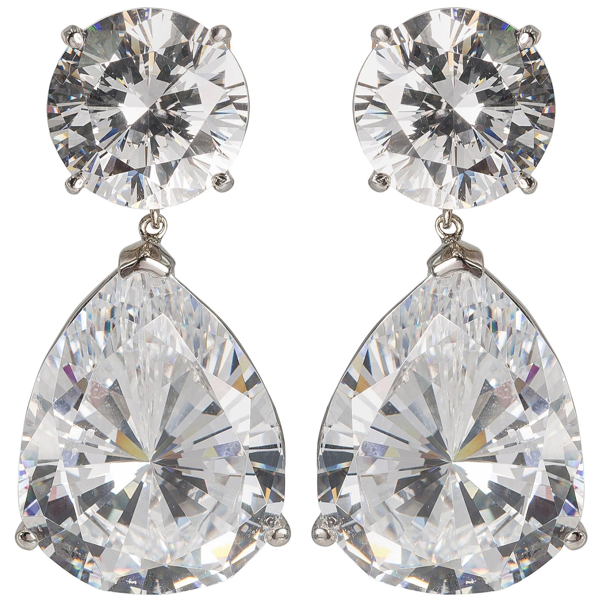 Large Cubic Zirconia Faux Diamond Earrings 