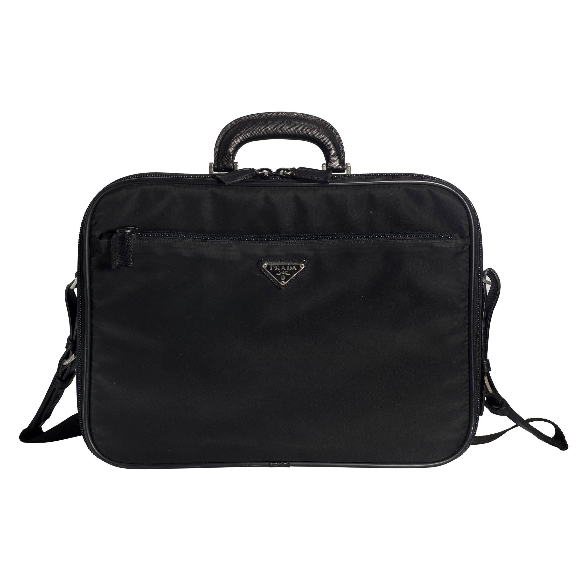 Prada Nero Nylon Computer Shoulder Briefcase at 1stDibs | prada computer  bag, prada nylon briefcase, prada nylon computer bag