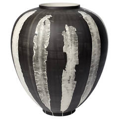 Glithero Silverware Black White Printed Porcelain Vase Large