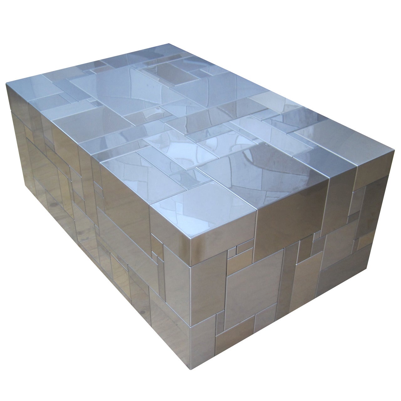 Piet Hein Eek Silver Waste Coffee Cube Table in Innox Steel For Sale