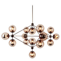 Jason Miller Modo Chandelier 4 Sided 15 Globes Bronze Smoke Glass Lighting