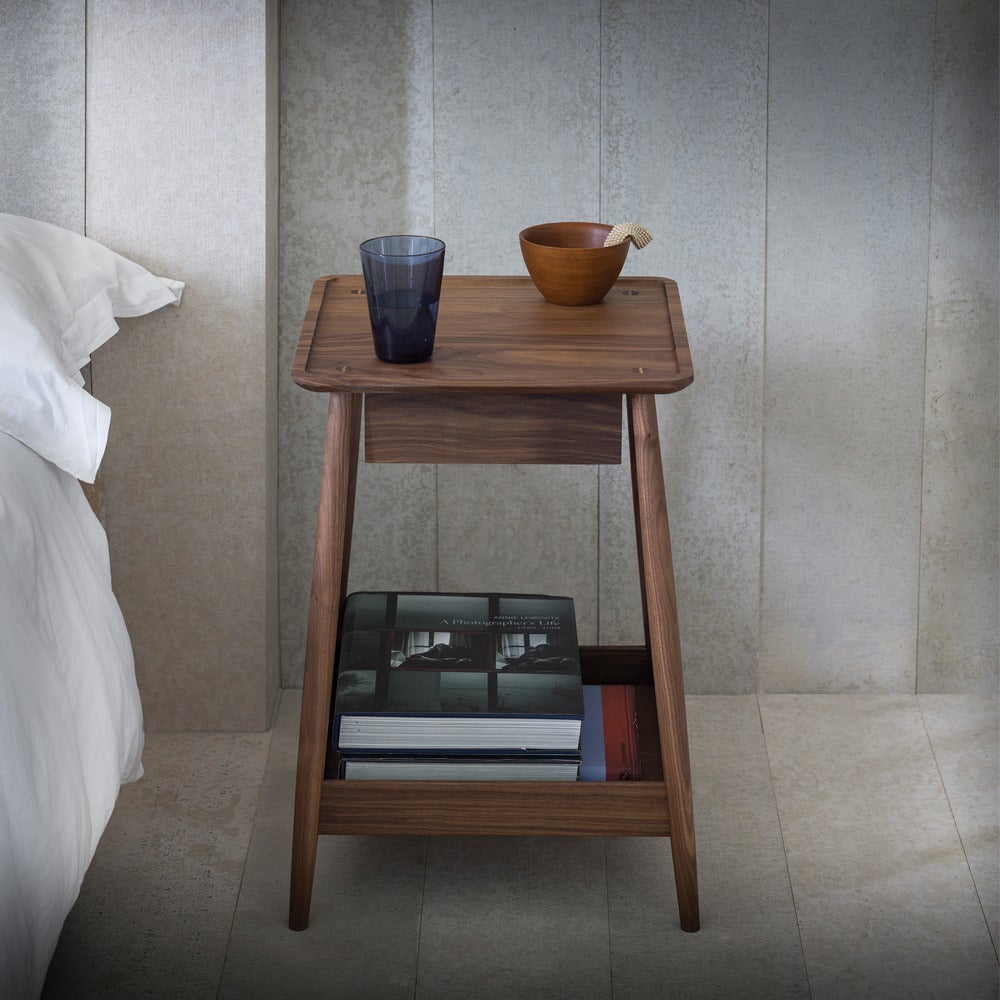 British Harlosh Bedside Side Table Walnut Dark wood  For Sale