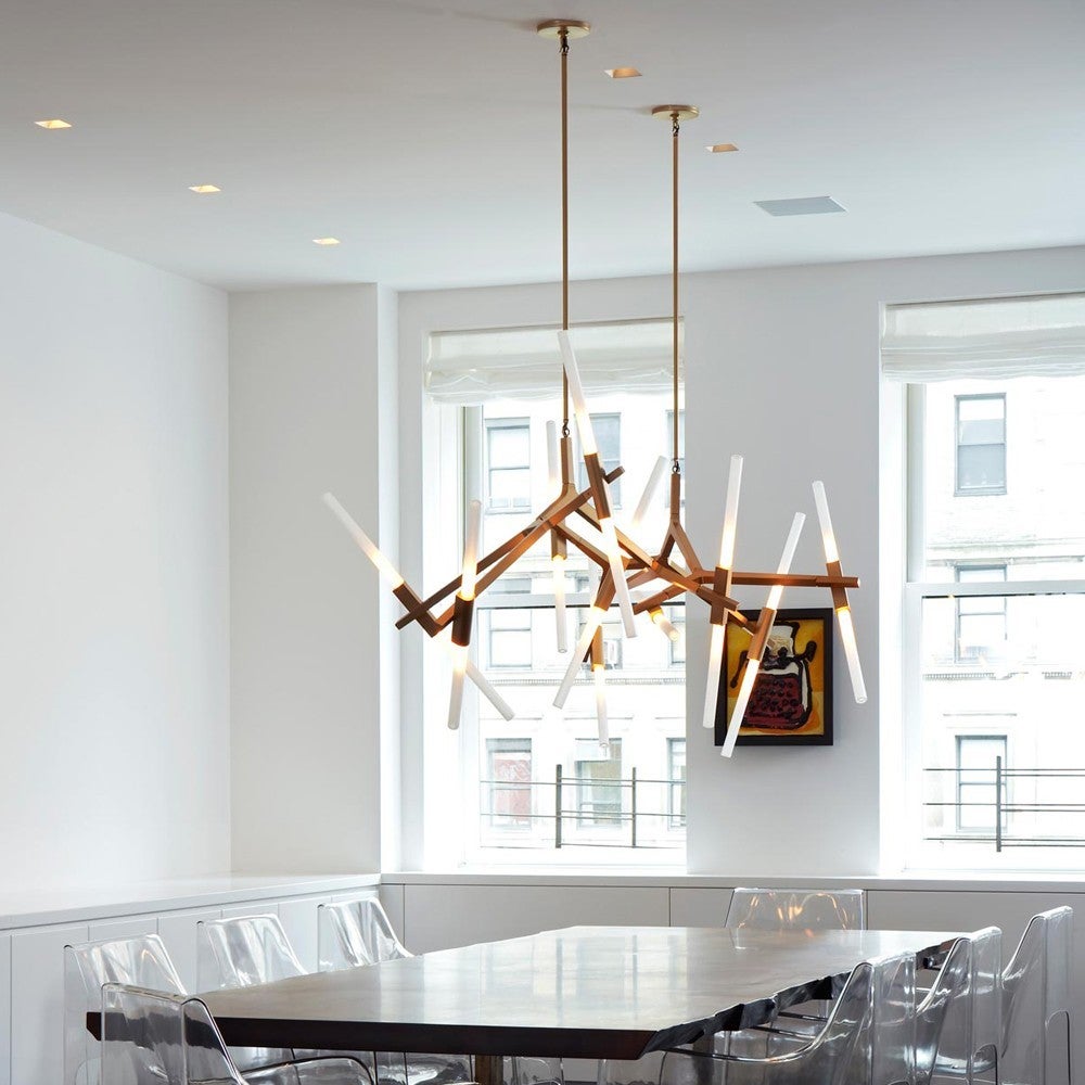 Custom Agnes Ten-Light Chandelier in Brushed Copper In New Condition For Sale In New York, NY
