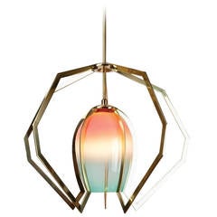 Bec Brittain Vise Chandelier Double Fade Glass Polished Brass