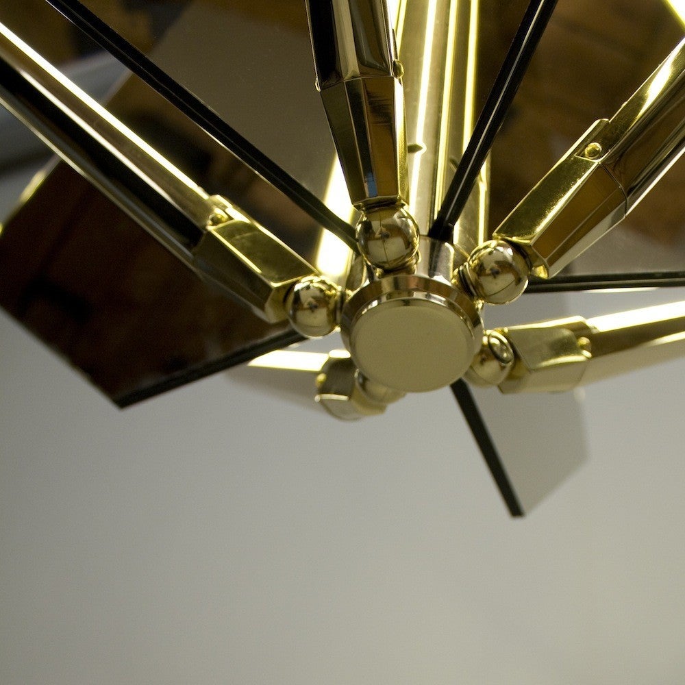 Contemporary Echo 1 LED Light Pendant Chandelier Mirror Brass For Sale
