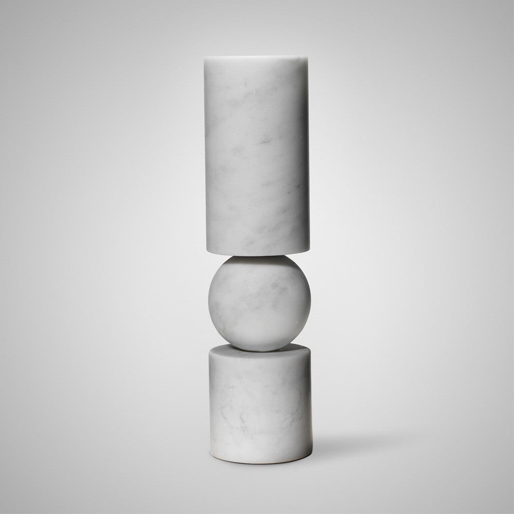 A re-imagining of the original crystal version, this new Fulcrum edition employs pure Carrara marble to produce a monolithic take on the modern candlestick.

Carrara marble

Small: 3 1/5 