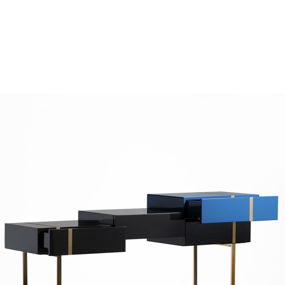 Inspired by the abstract compositions of Art Deco, the Metaphysics Sideboard is a modern interpretation of a classic, yet versatile piece of furniture. Traditionally placed nearby the dining table to serve food, the Metaphysics Sideboard will
