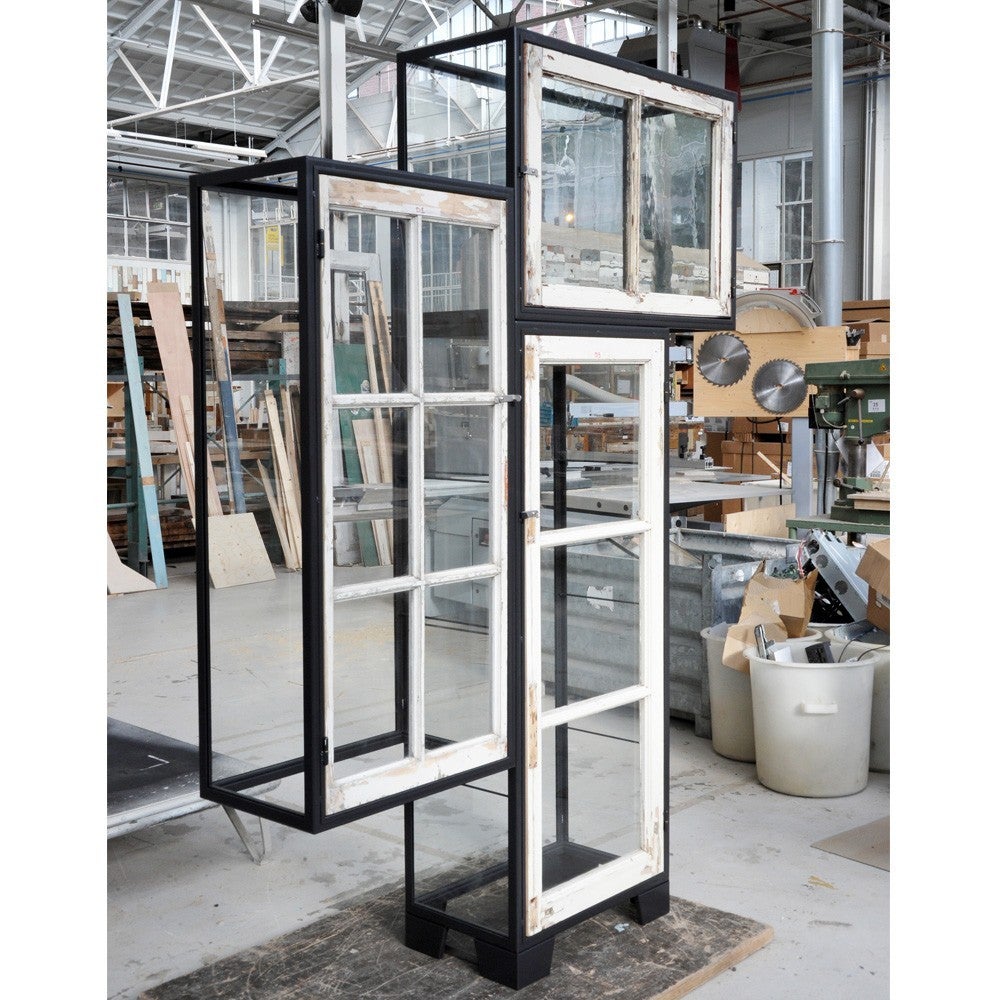 Piet Hein Eek Old Windows Cabinet, Custom Configurable Glass Shelving Unit In New Condition For Sale In New York, NY