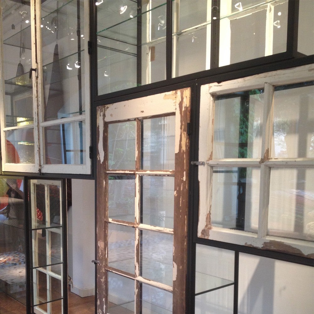 Contemporary Piet Hein Eek Old Windows Cabinet, Custom Configurable Glass Shelving Unit For Sale