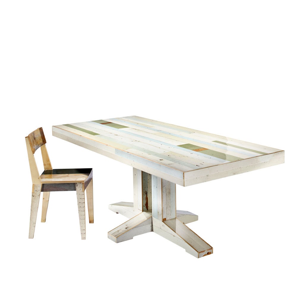 Canteen Table in Scrapwood with Double Crossed Legs For Sale at 1stdibs