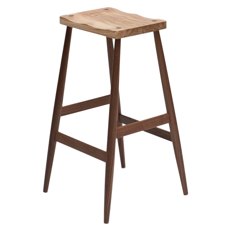 Pinch Imo Barstool White Oiled Oak/Walnut For Sale