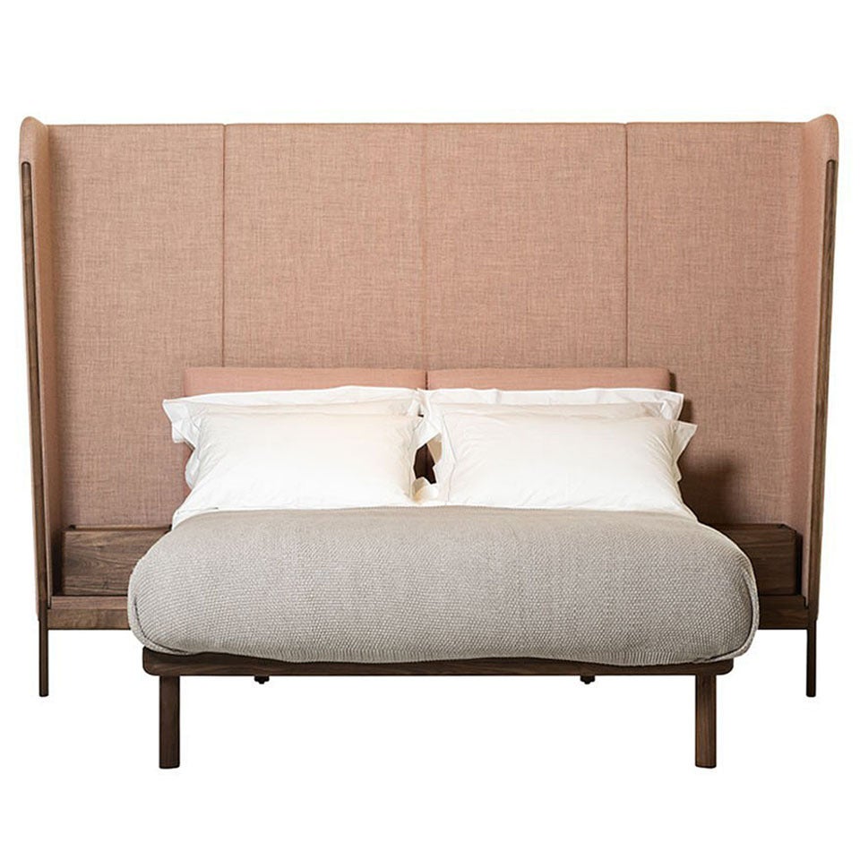 Luca Nichetto x De La Espada Queen Tall Dubois Bed in Walnut with Bedside Tables For Sale