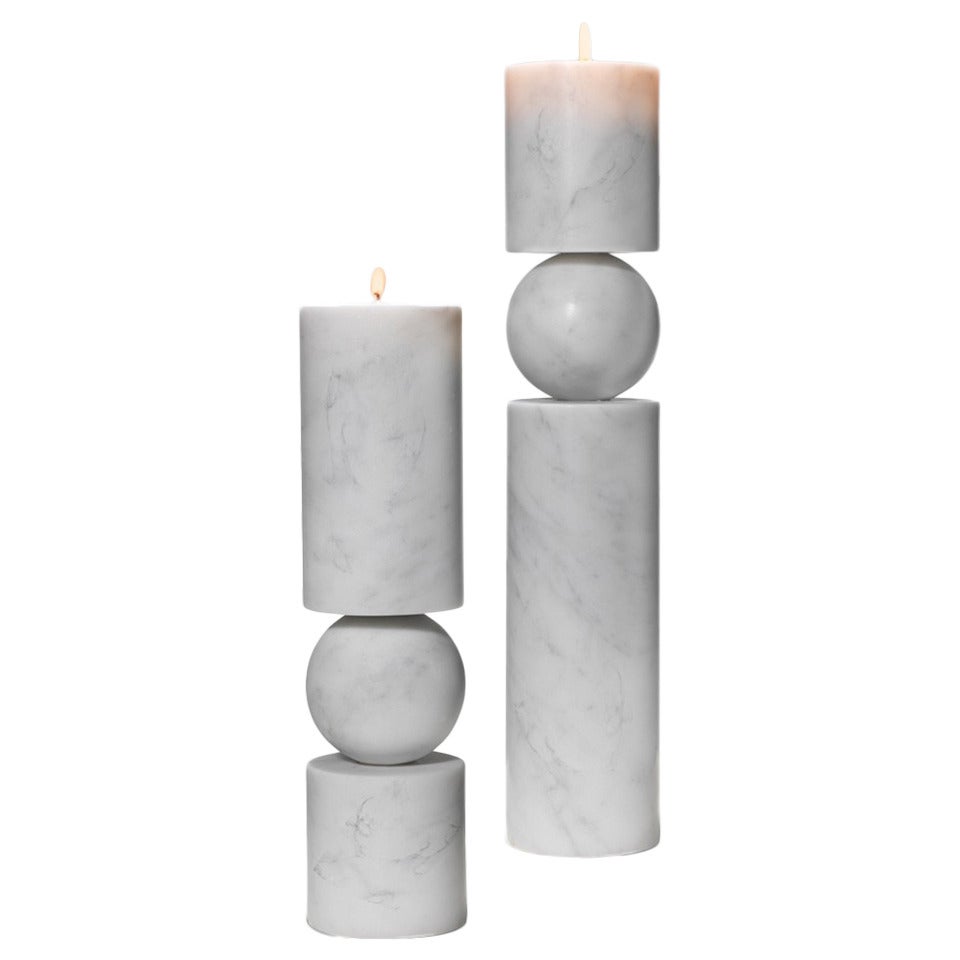 Marble Fulcrum Candlesticks For Sale