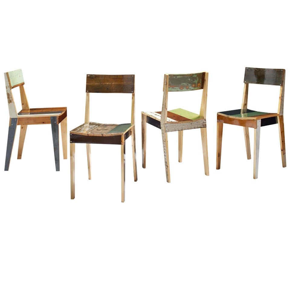 Piet Hein Eek Scrapwood Dining Chairs, Set of Four For Sale