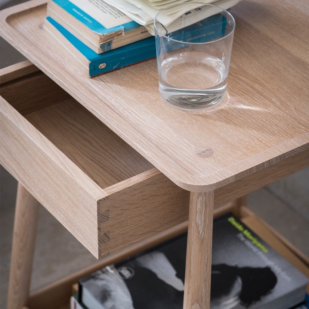 English Pinch Harlosh Side Table, White Oiled Ash For Sale