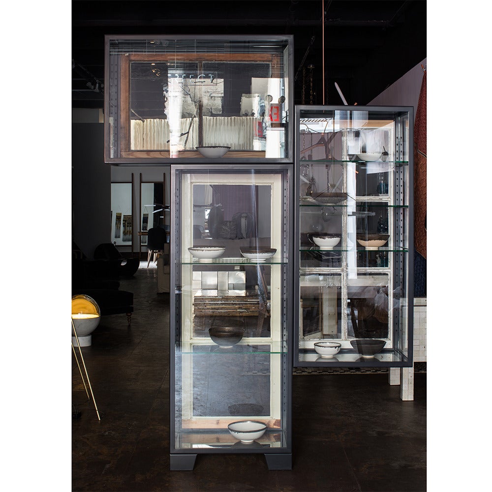 Dutch Piet Hein Eek Old Windows Cabinet, Custom Configurable Glass Shelving Unit For Sale