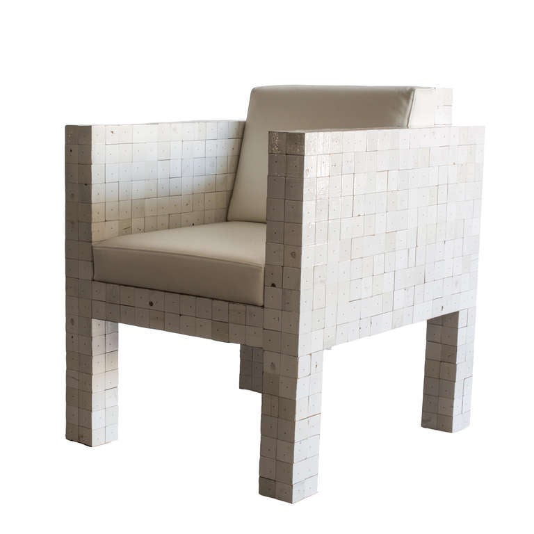 Piet Hein Eek 40x40 White Waste Armchair Upholstered Chair In New Condition For Sale In New York, NY