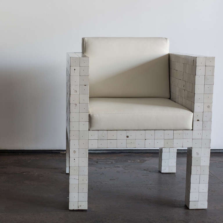 Modern Piet Hein Eek 40x40 White Waste Armchair Upholstered Chair For Sale