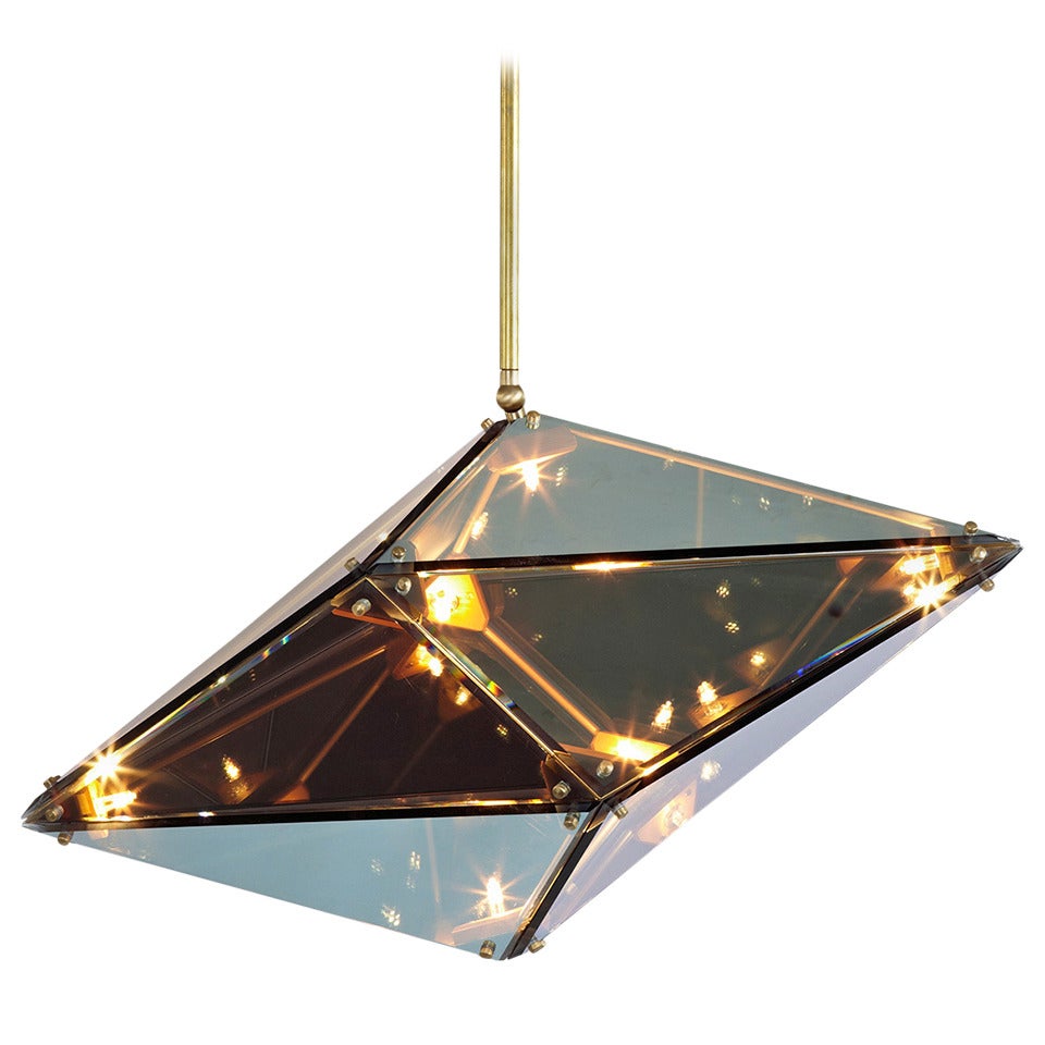 Bec Brittain for Roll & Hill Maxhedron Chandelier 30" with Brushed Brass For Sale