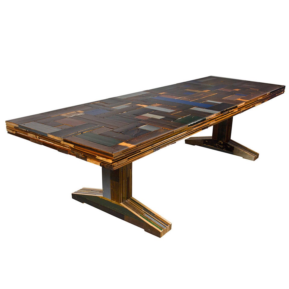 Dark Waste Table in Scrapwood For Sale