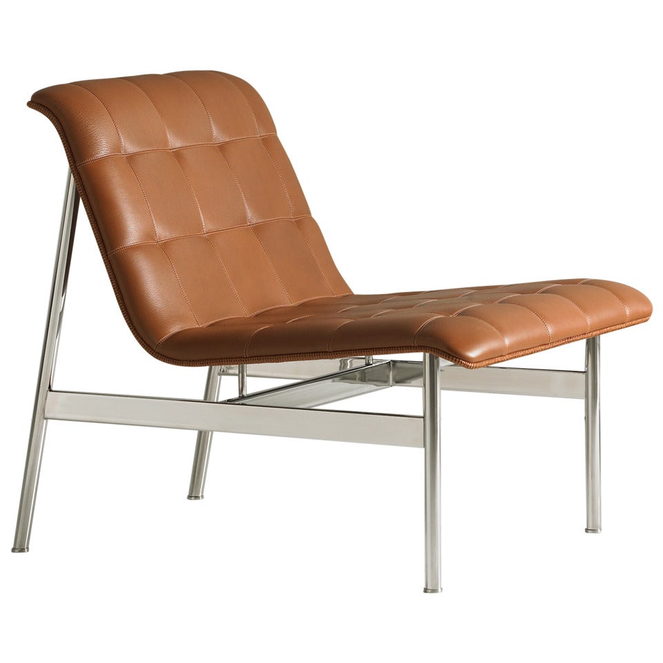 Charles Pollack CP1 Lounge Chair in Chestnut Leather For Sale
