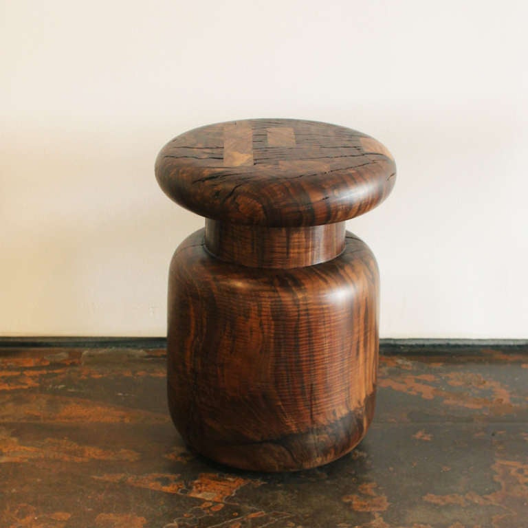 American Claro Walnut Spindle Side Table