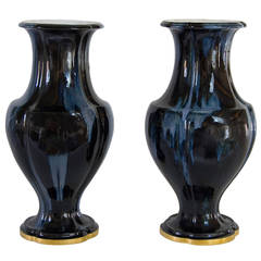 Large 'Flammes' Vases in Sevres Porcelain