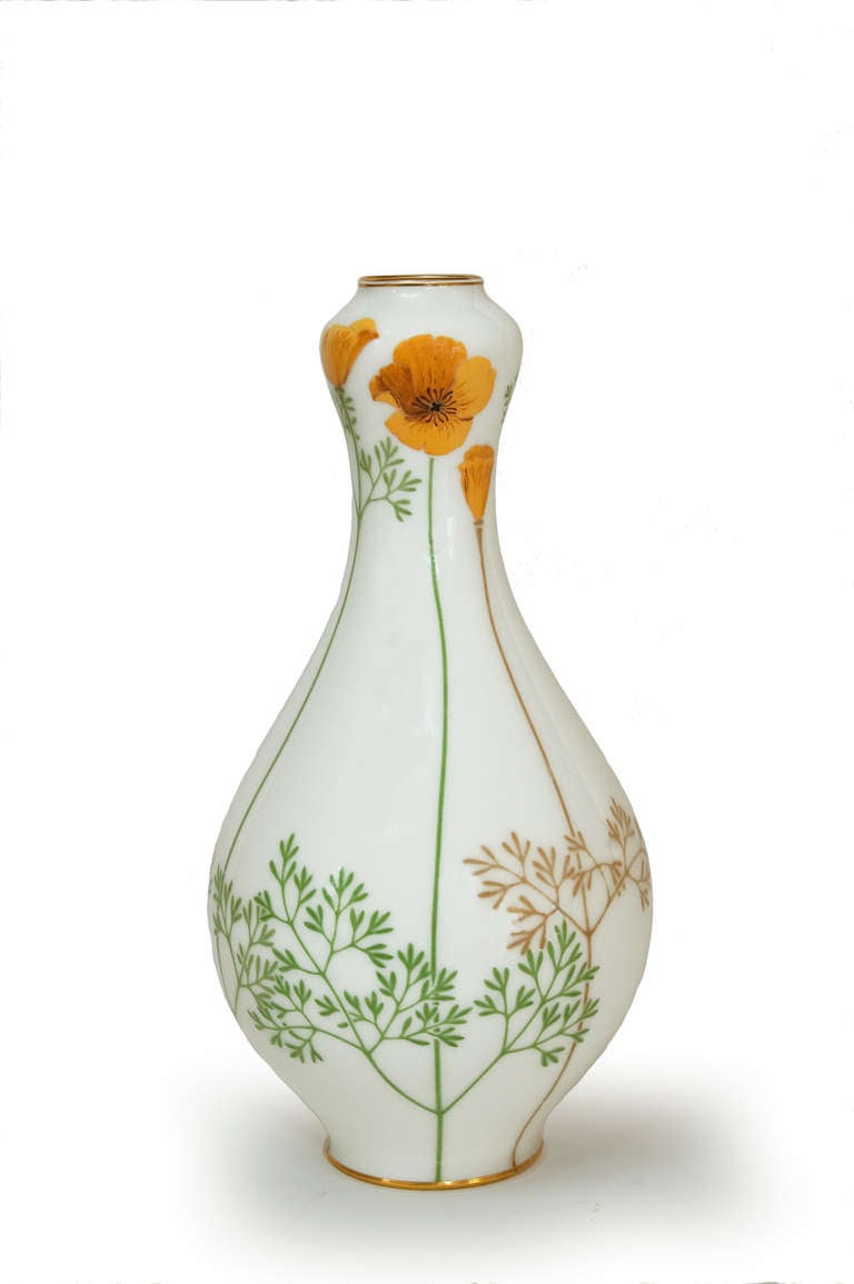 Sevres Porcelain Vase with a California Poppy Decor