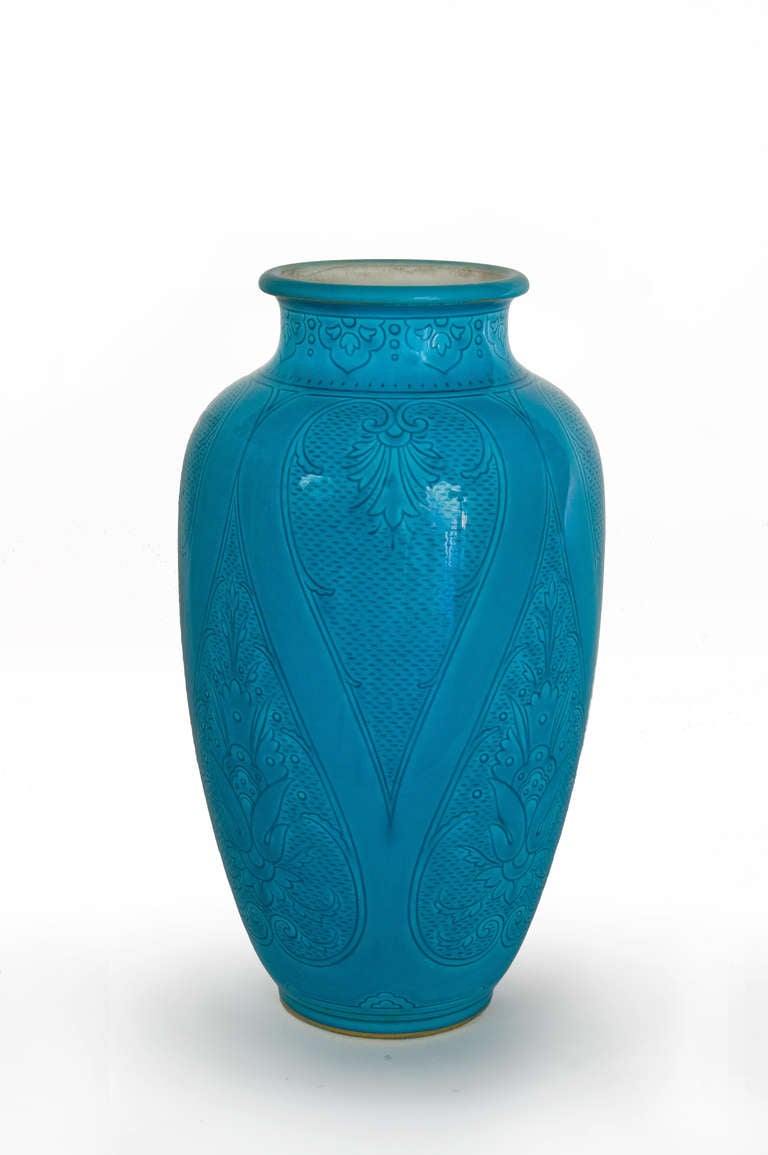 Sevres Porcelain Vase with a Chiseled Decor