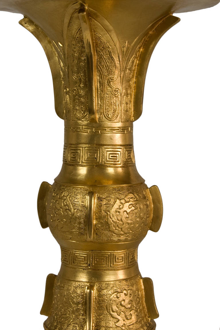French Chinese Bronze GU Form Vase by L'Escalier de Cristal-Paris