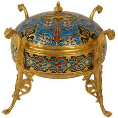 Antique Champleve Enamel Decorative Box by Barbedienne
