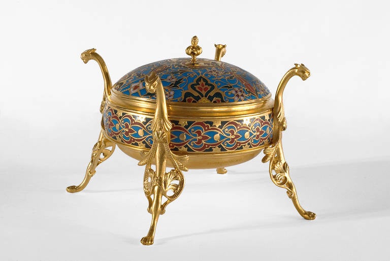 19th Century Champleve Enamel Decorative Box by Barbedienne For Sale