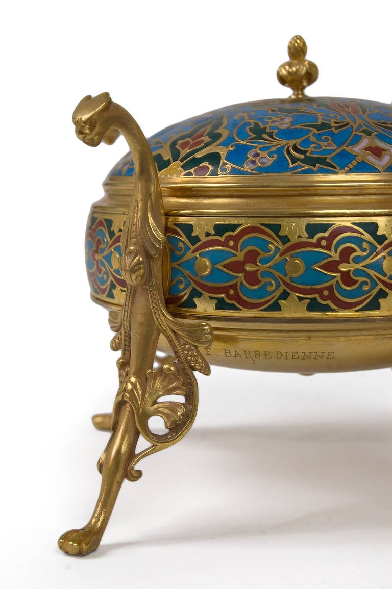 Napoleon III Champleve Enamel Decorative Box by Barbedienne For Sale