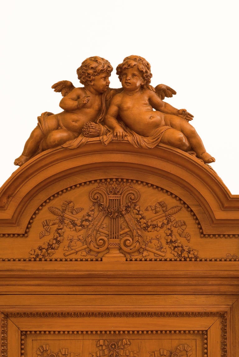 French Rare and Precious Box Wood Cabinet by Honore Dufin For Sale