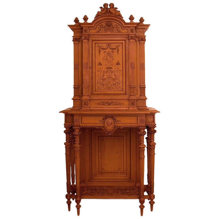 Rare and Precious Box Wood Cabinet by Honore Dufin For Sale