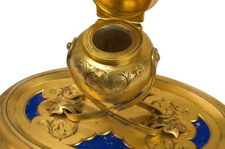 Victorian Inkwell Adorned with Lapis Lazuli by Samson Wertheimer For Sale