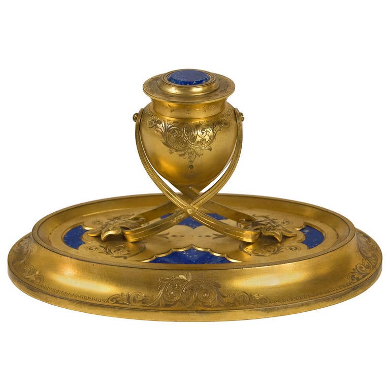 Inkwell Adorned with Lapis Lazuli by Samson Wertheimer For Sale