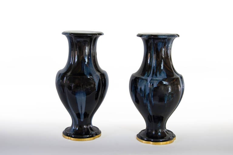 Large 'Flammes' Vases in Sevres Porcelain