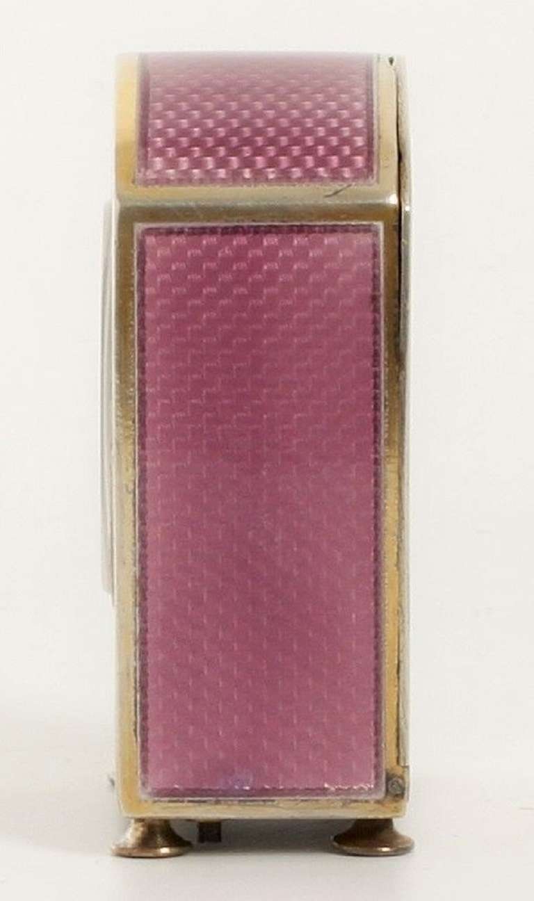20th Century A Miniature French Silver Transparant Guilloche Enamel Timepiece, circa 1900 For Sale