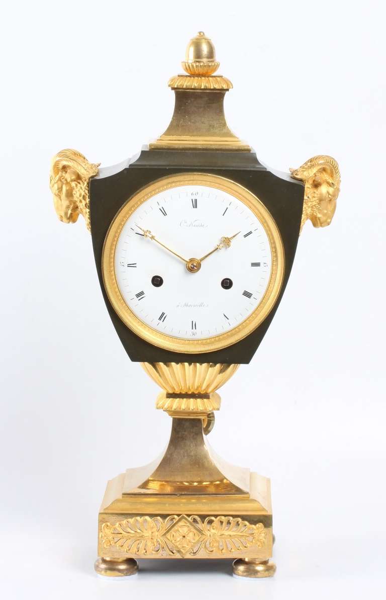 Fine French Empire Ormolu and Bronze Urn Mantel Clock, circa 1800