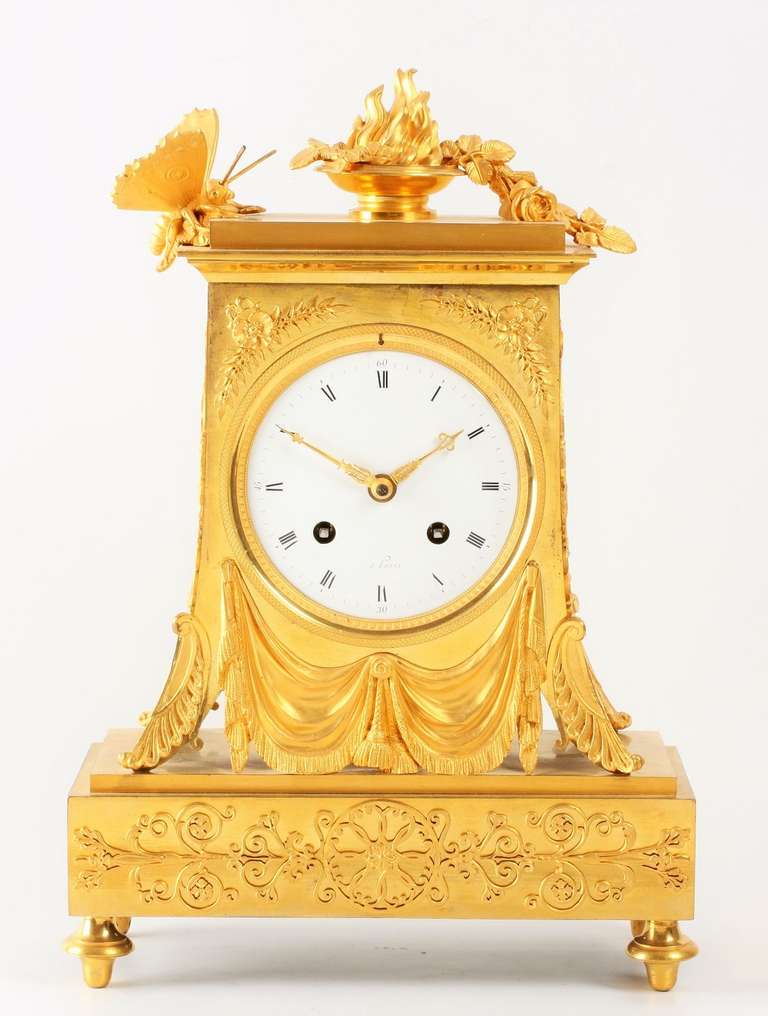 French Empire Ormolu Borne Mantel Clock, circa 1800