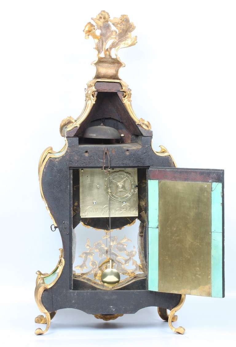 Rococo Fine French Louis XV Corne Verte Bracket Clock, circa 1740 For Sale