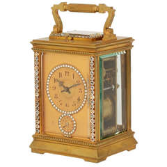 French Brass Cut Crystal Mounted Anglaise Carriage Clock, circa 1900