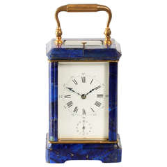 Rare French Lapis Lazuli Corniche Carriage Clock, circa 1880