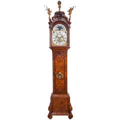 Antique Dutch Burr Walnut Musical Longcase Clock, circa 1740