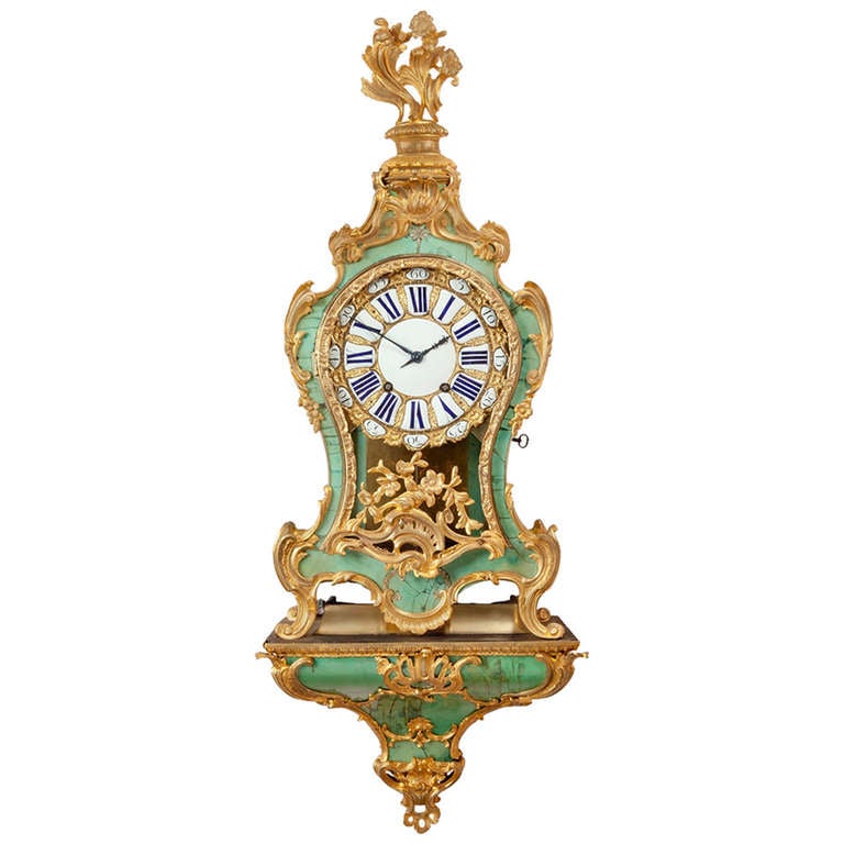 Fine French Louis XV Corne Verte Bracket Clock, circa 1740 For Sale