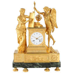 Large French Empire Mantel Clock 'Genie et Imagination', Clodion circa 1810