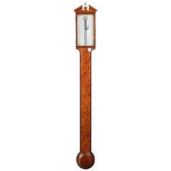 Antique English Satinwood Stick Barometer, James Long Royal Exchange, circa 1780
