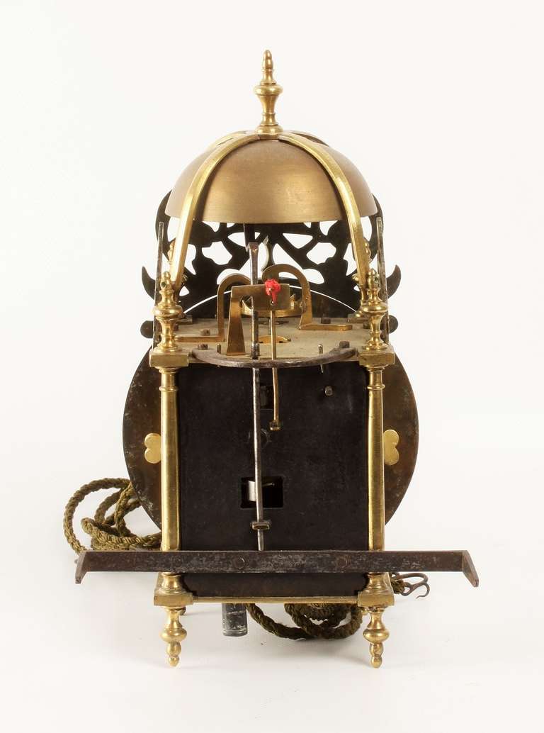 Small French Brass Lantern Wall Timepiece by B J Lefebvre a Paris, circa 1730 In Good Condition For Sale In Amsterdam, NL